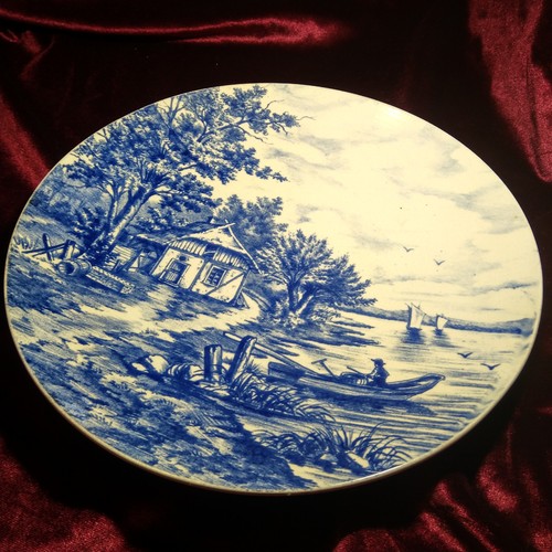 Blue white charger plate - blue,